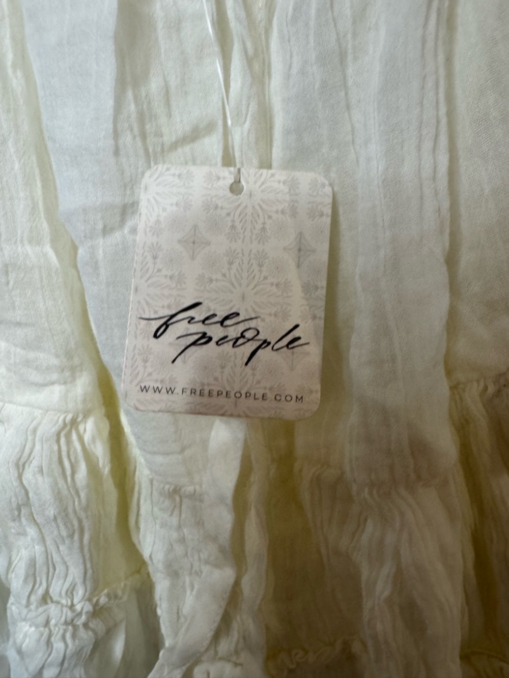 Free People Cream Ruffle Mini Sundress with Tie Straps - Picture 3 of 3